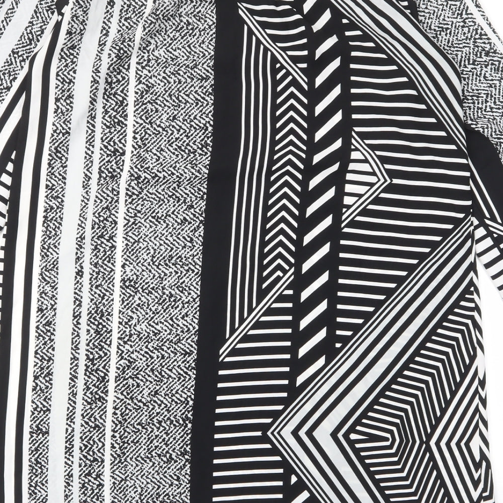 River Island Womens Black Geometric Polyester A-Line Size 10 V-Neck Pullover - Zip