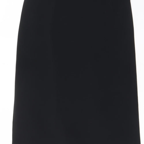Marks and Spencer Womens Black Polyester A-Line Skirt Size 12 Button - Buckle, Pleated