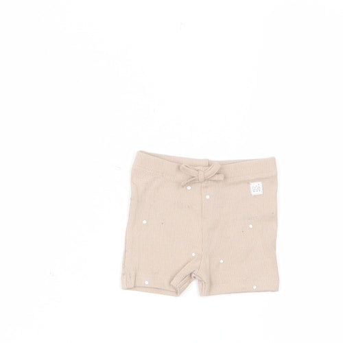 Marks and Spencer Baby Beige Polka Dot Cotton Cropped Trousers Size 0-3 Months Pullover - Embroided, Up to 1 Month