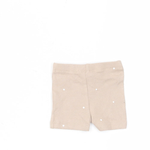 Marks and Spencer Baby Beige Polka Dot Cotton Cropped Trousers Size 0-3 Months Pullover - Embroided, Up to 1 Month