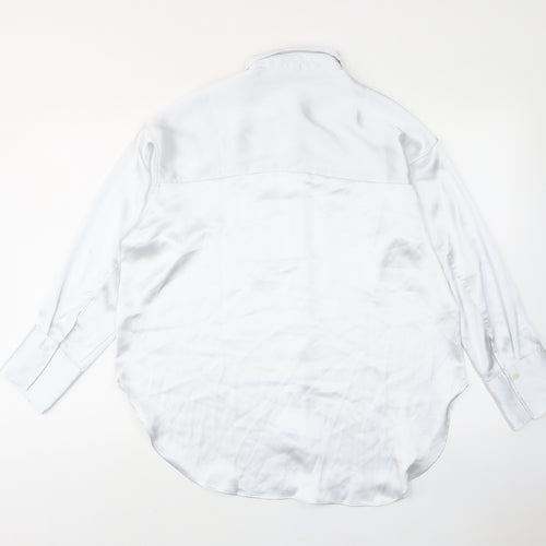 H&M Womens White Polyester Basic Button-Up Size XS Collared