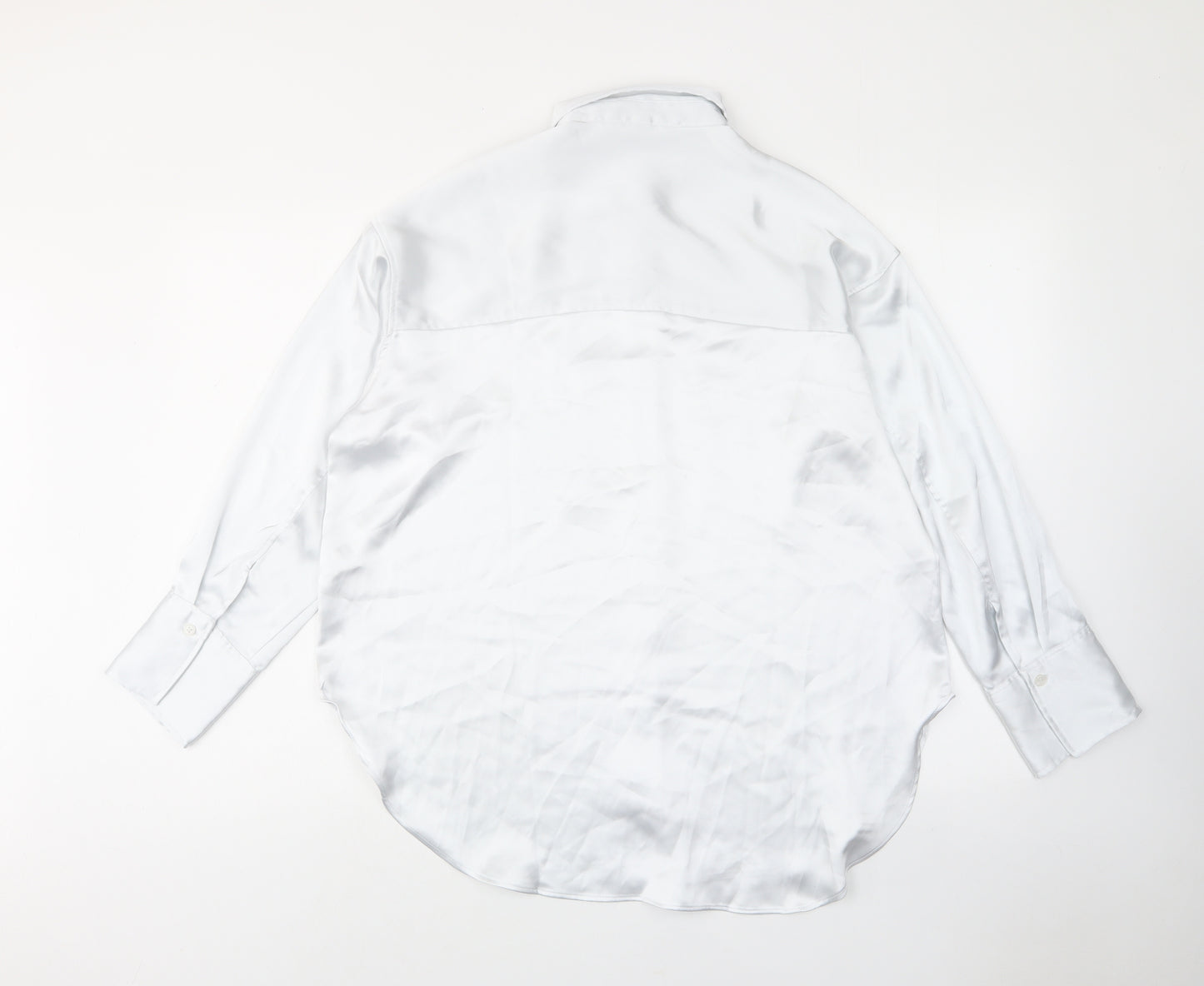 H&M Womens White Polyester Basic Button-Up Size XS Collared