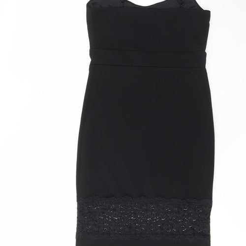 New Look Womens Black Polyester Bodycon Size 12 V-Neck Pullover - Lace