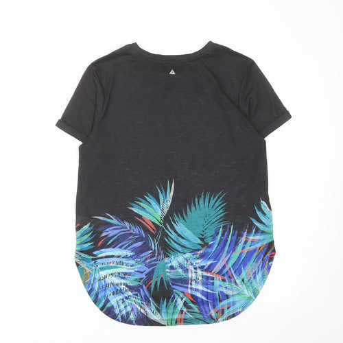 NEXT Womens Black Geometric Polyester Basic T-Shirt Size 10 Crew Neck