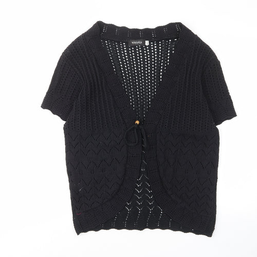 Whisper Womens Black V-Neck Acrylic Cardigan Jumper Size M - Tie Closure