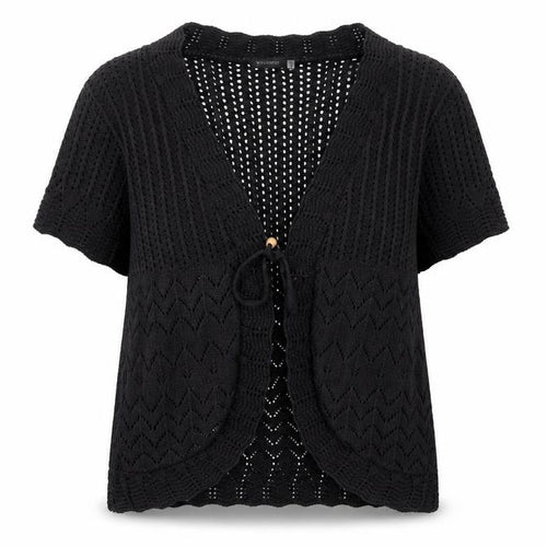 Whisper Womens Black V-Neck Acrylic Cardigan Jumper Size M - Tie Closure