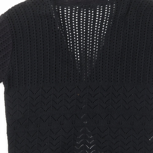 Whisper Womens Black V-Neck Acrylic Cardigan Jumper Size M - Tie Closure