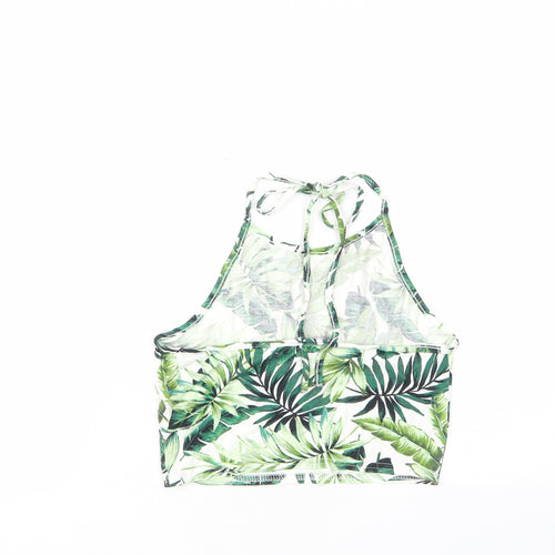 New Look Womens Green Geometric Viscose Cropped Tank Size 8 Halter