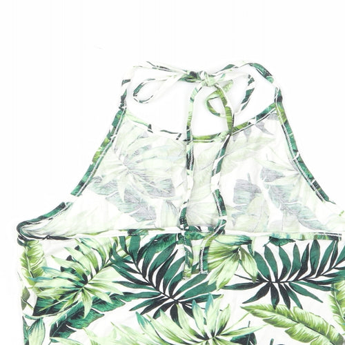 New Look Womens Green Geometric Viscose Cropped Tank Size 8 Halter