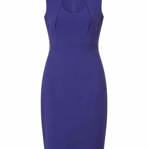 French Connection Womens Purple Viscose Pencil Dress Size 8 Scoop Neck Zip - Pleated