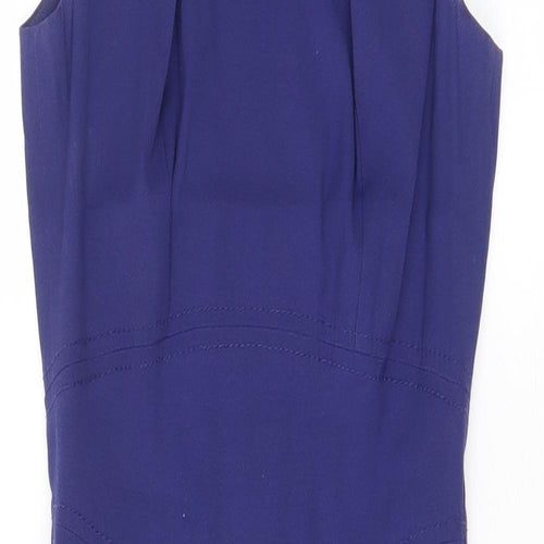 French Connection Womens Purple Viscose Pencil Dress Size 8 Scoop Neck Zip - Pleated