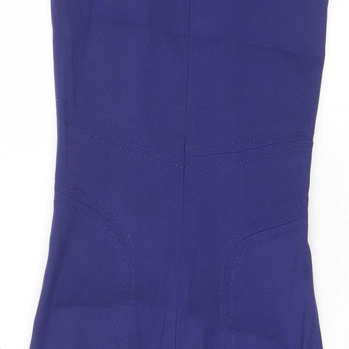 French Connection Womens Purple Viscose Pencil Dress Size 8 Scoop Neck Zip - Pleated
