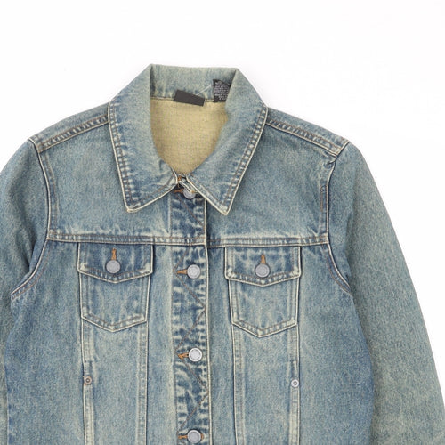 New York & Company Womens Blue Jacket Size S Button - Pockets