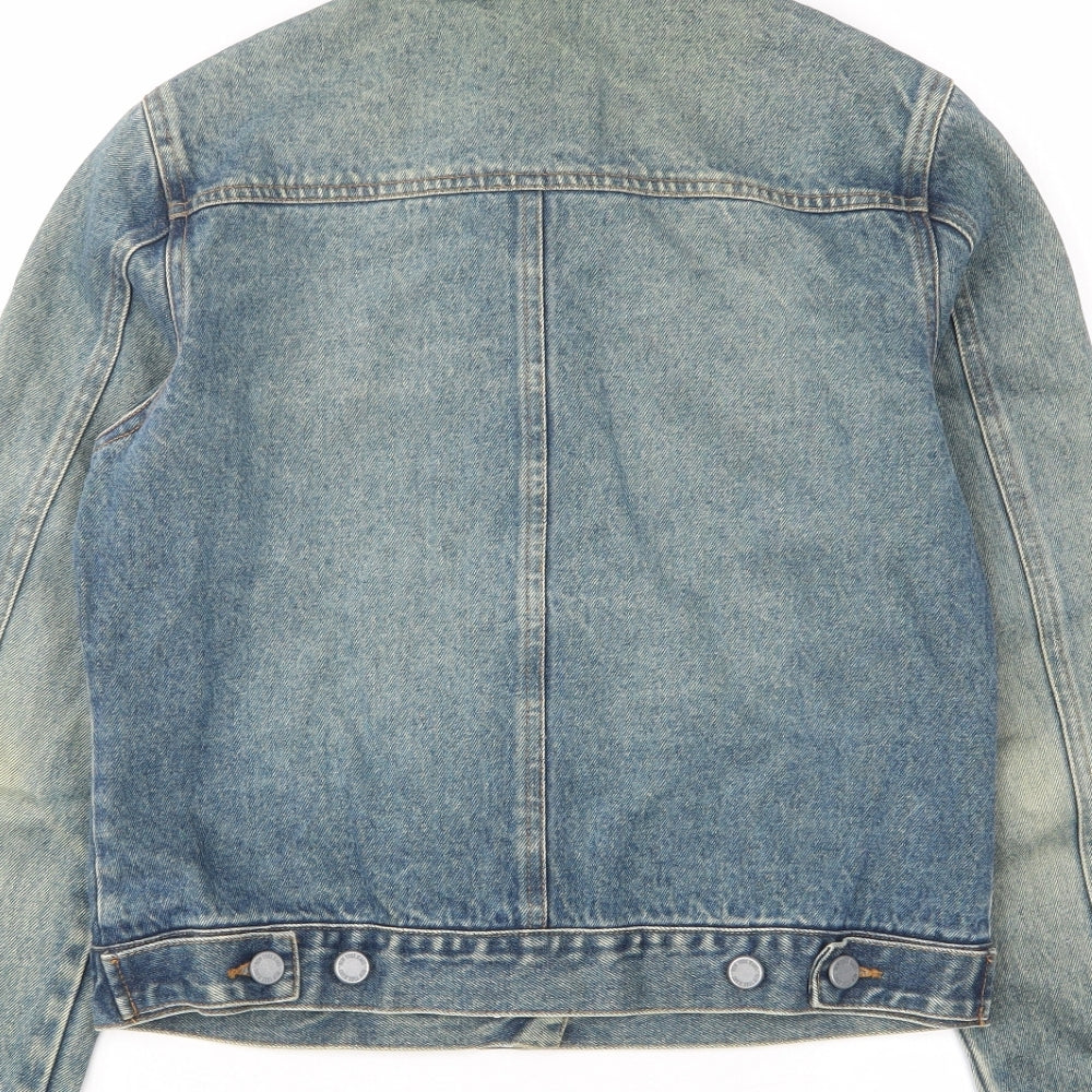 New York & Company Womens Blue Jacket Size S Button - Pockets