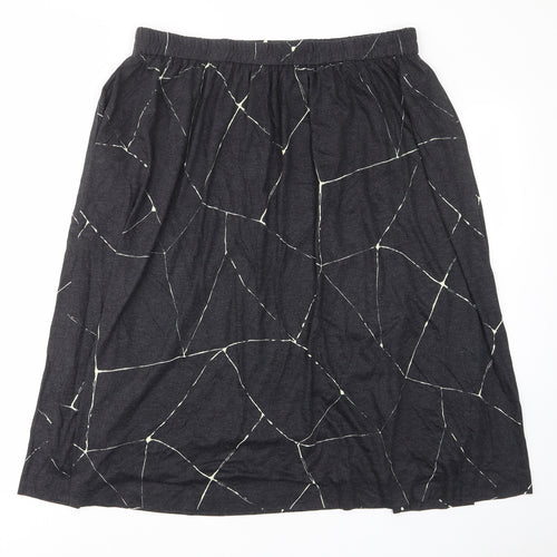 Eric Hill Womens Grey Geometric Polyester A-Line Skirt Size 22 - Elastic waist