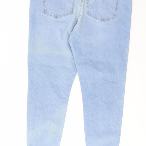 Marks and Spencer Womens Blue Cotton Skinny Jeans Size 18 L29 in Regular - Elastic waist
