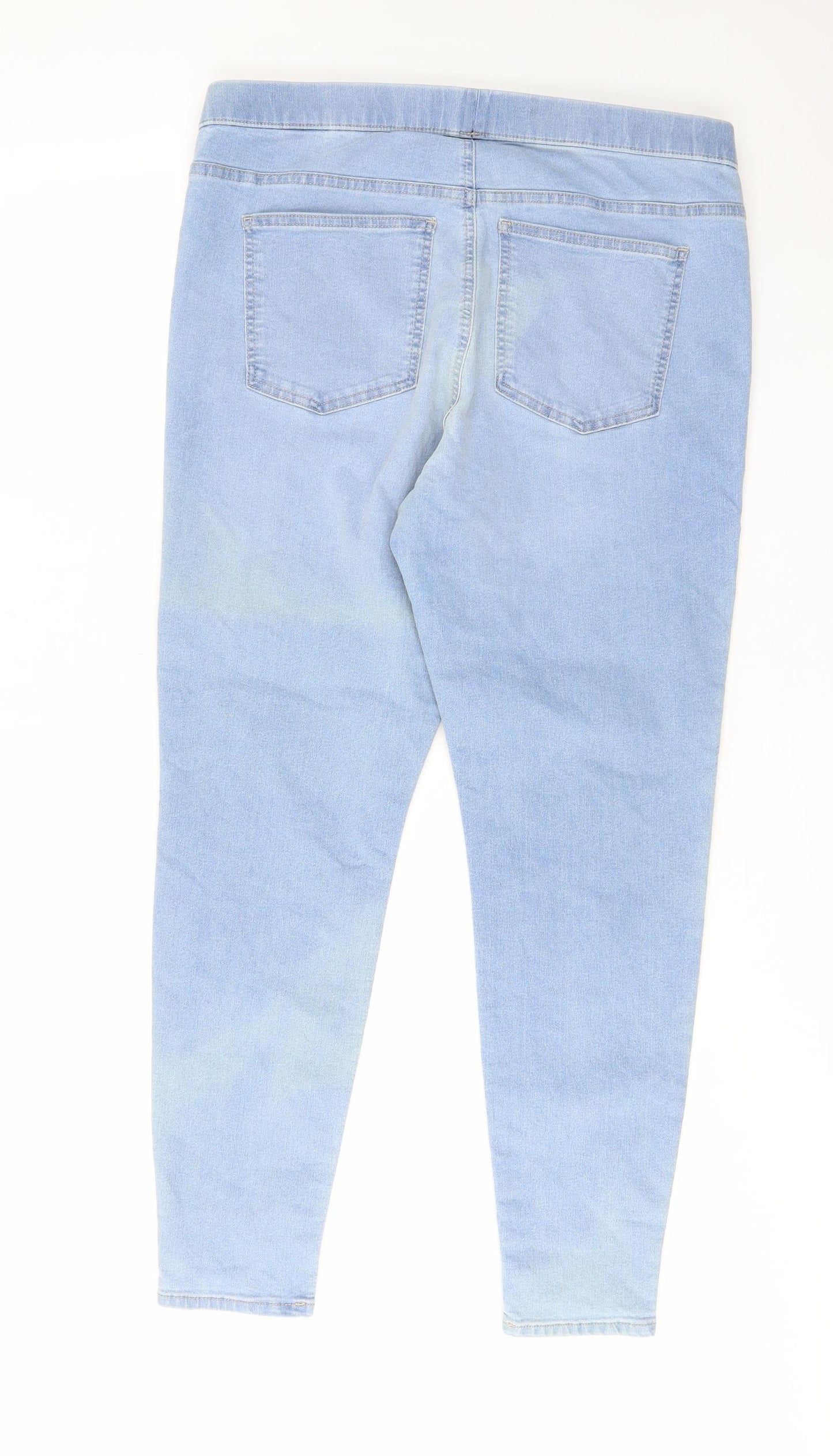 Marks and Spencer Womens Blue Cotton Skinny Jeans Size 18 L29 in Regular - Elastic waist