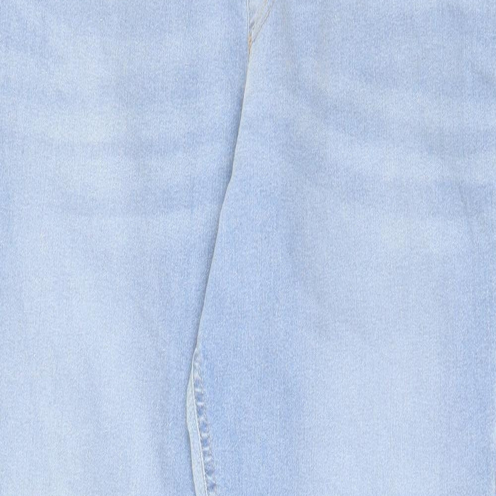 Marks and Spencer Womens Blue Cotton Skinny Jeans Size 18 L29 in Regular - Elastic waist