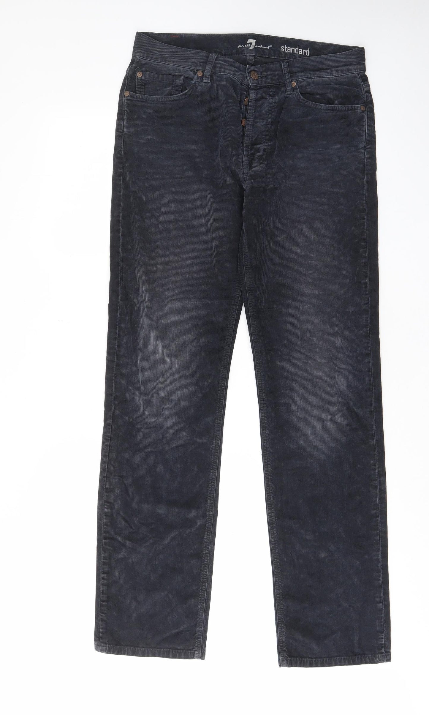 7 For All Mankind Mens Blue Cotton Trousers Size 31 in L33 in Regular Zip - Pockets, Belt Loops