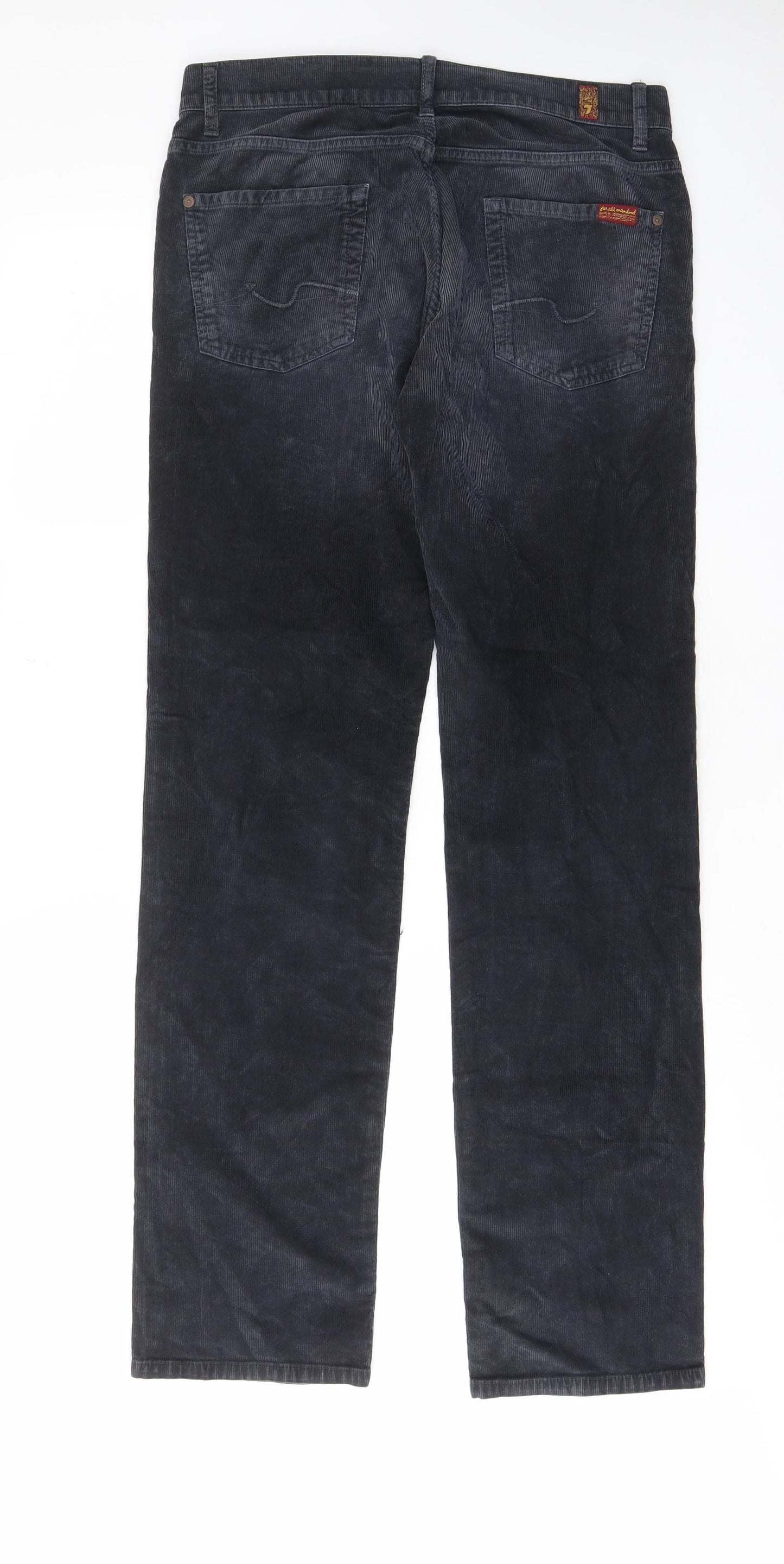 7 For All Mankind Mens Blue Cotton Trousers Size 31 in L33 in Regular Zip - Pockets, Belt Loops