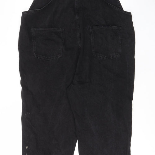 ASOS Womens Black Cotton Dungaree One-Piece Size 18 L31 in Button - Pockets, Belt Loops