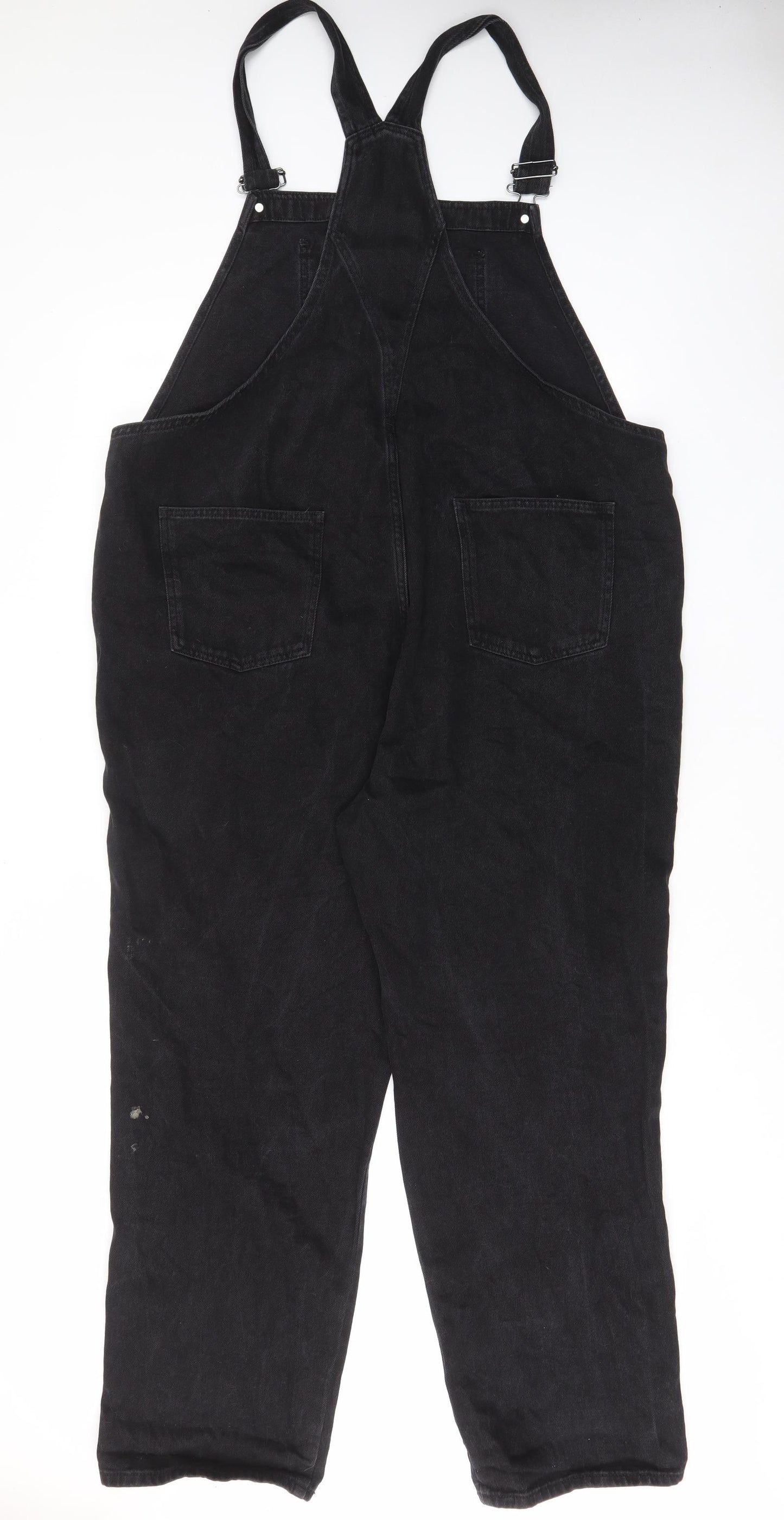 ASOS Womens Black Cotton Dungaree One-Piece Size 18 L31 in Button - Pockets, Belt Loops