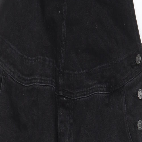 ASOS Womens Black Cotton Dungaree One-Piece Size 18 L31 in Button - Pockets, Belt Loops
