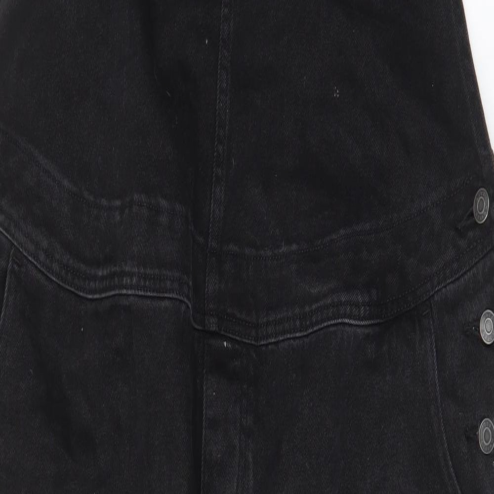 ASOS Womens Black Cotton Dungaree One-Piece Size 18 L31 in Button - Pockets, Belt Loops