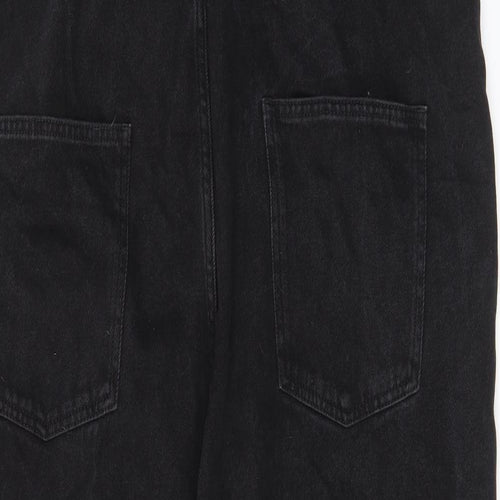 ASOS Womens Black Cotton Dungaree One-Piece Size 18 L31 in Button - Pockets, Belt Loops
