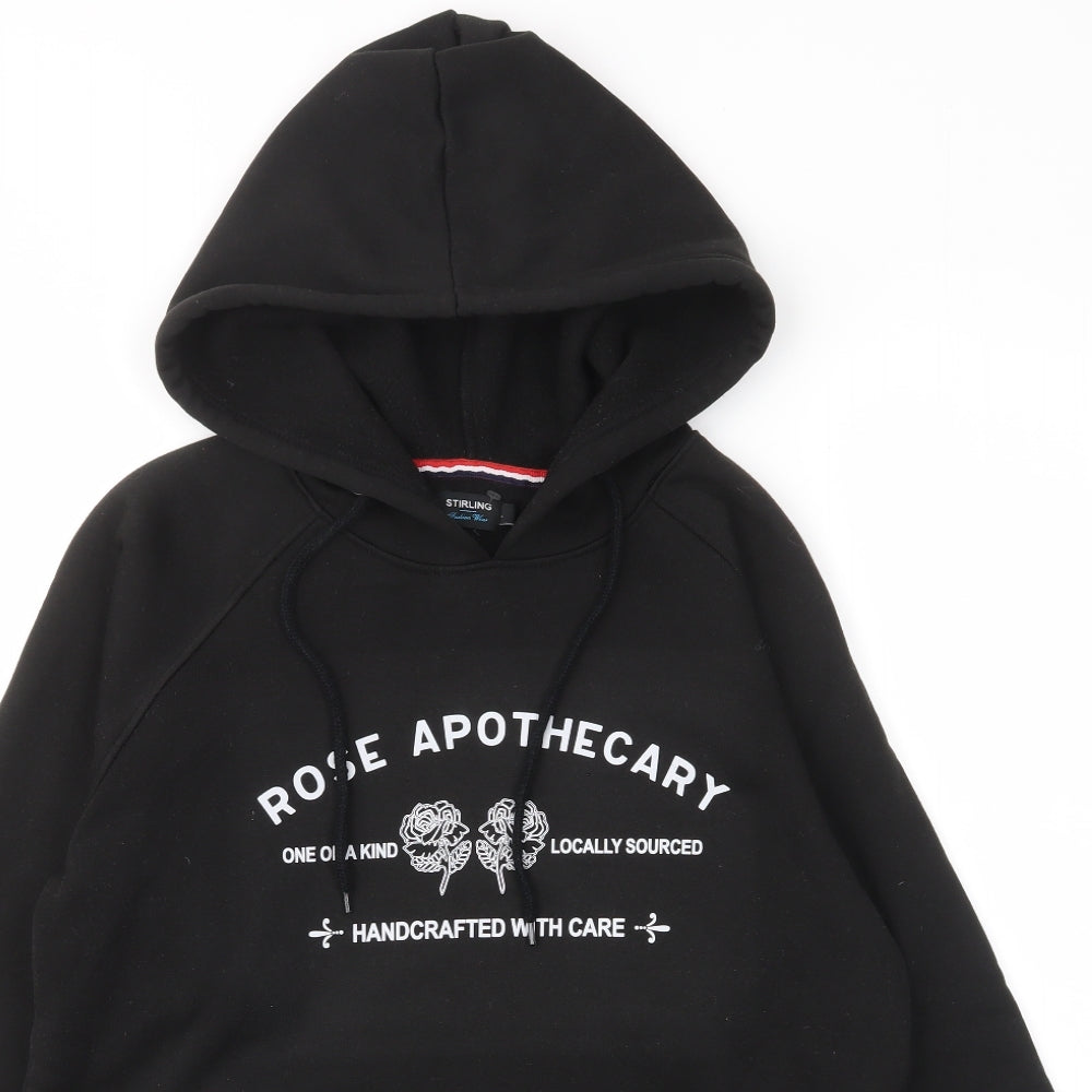 Stirling Mens Black Polyester Pullover Hoodie Size L - Rose Apothecary
