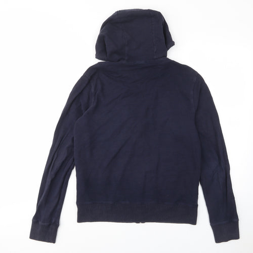 Schott NYC Womens Blue Cotton Full Zip Hoodie Size M Zip - Logo, Embroided, Pockets