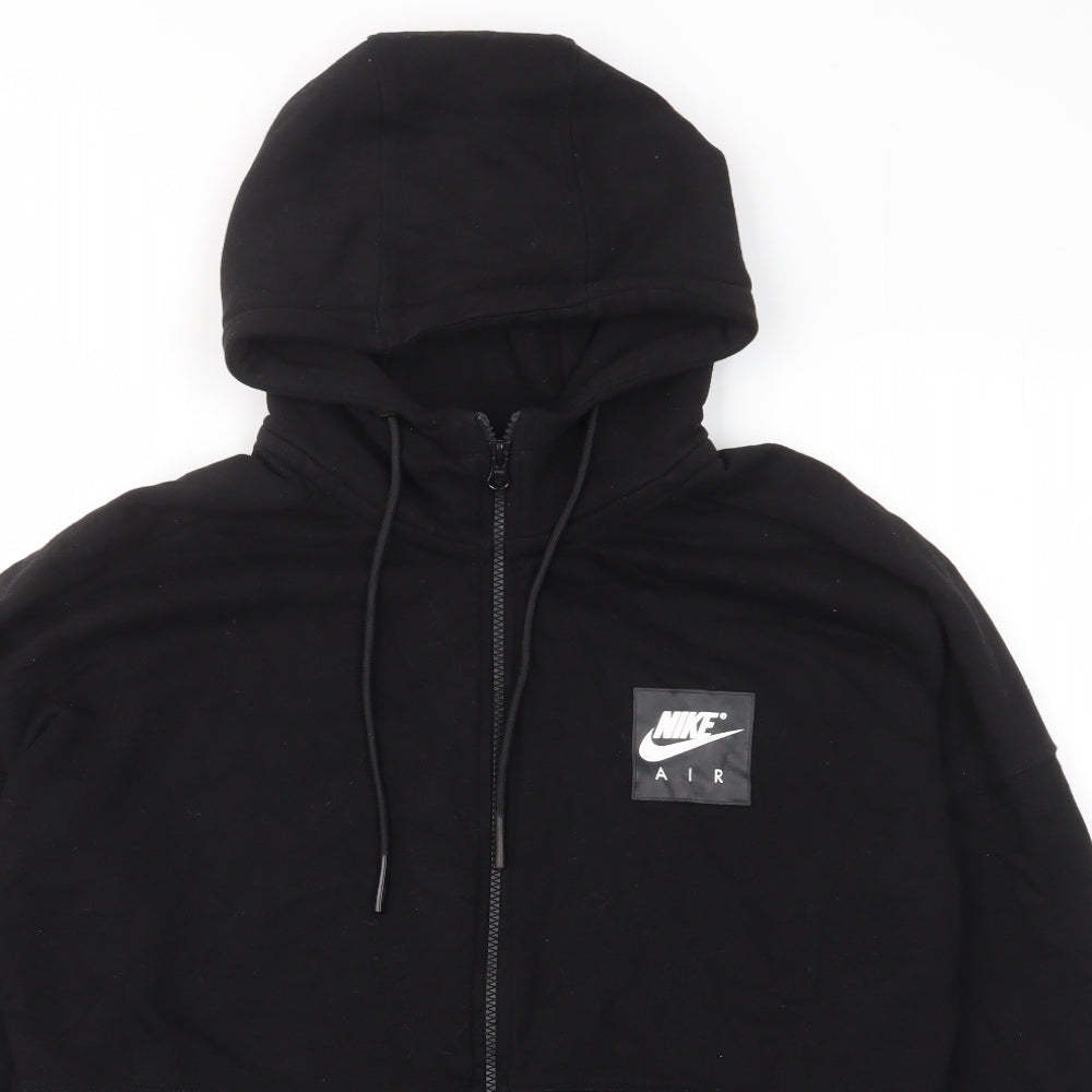 Nike Mens Black Cotton Full Zip Hoodie Size L - Pockets, Logo