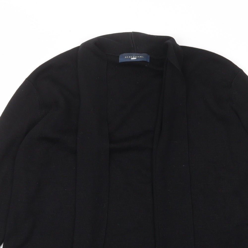 Debenhams Womens Black V-Neck Acrylic Cardigan Jumper Size 12 - Open, Pockets