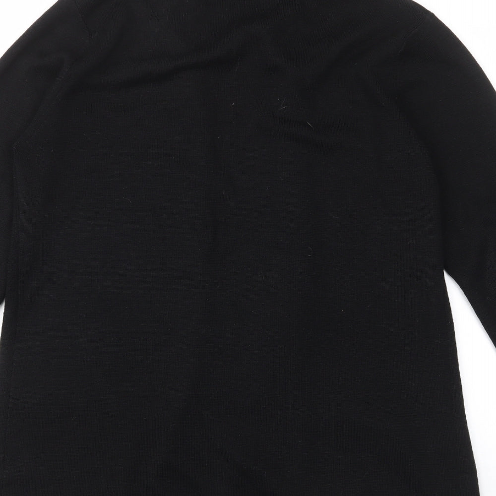 Debenhams Womens Black V-Neck Acrylic Cardigan Jumper Size 12 - Open, Pockets