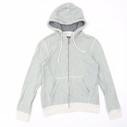 H&M Mens Green Striped Cotton Pullover Hoodie Size S - Pockets