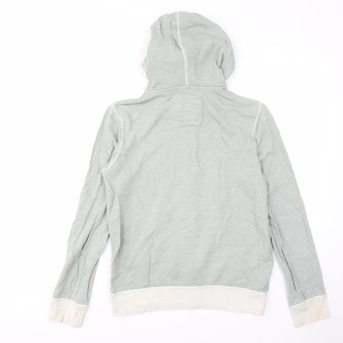 H&M Mens Green Striped Cotton Pullover Hoodie Size S - Pockets