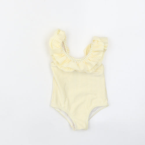 Marks and Spencer Girls Yellow Plaid Polyester Babygrow One-Piece Size 3-6 Months Pullover - Swim Suit