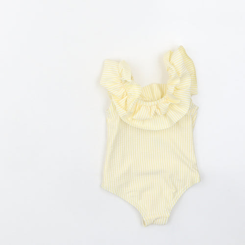 Marks and Spencer Girls Yellow Plaid Polyester Babygrow One-Piece Size 3-6 Months Pullover - Swim Suit