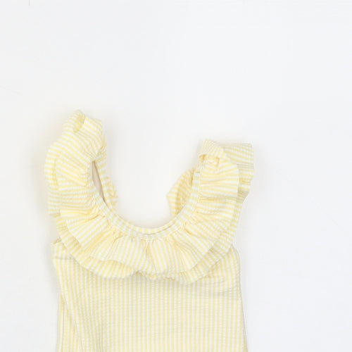 Marks and Spencer Girls Yellow Plaid Polyester Babygrow One-Piece Size 3-6 Months Pullover - Swim Suit