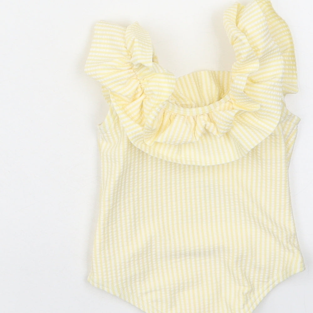 Marks and Spencer Girls Yellow Plaid Polyester Babygrow One-Piece Size 3-6 Months Pullover - Swim Suit