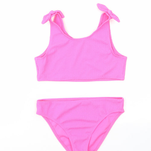 Marks and Spencer Girls Pink Polyester Bodysuit Outfit/Set Size 13-14 Years Pullover - Bikini