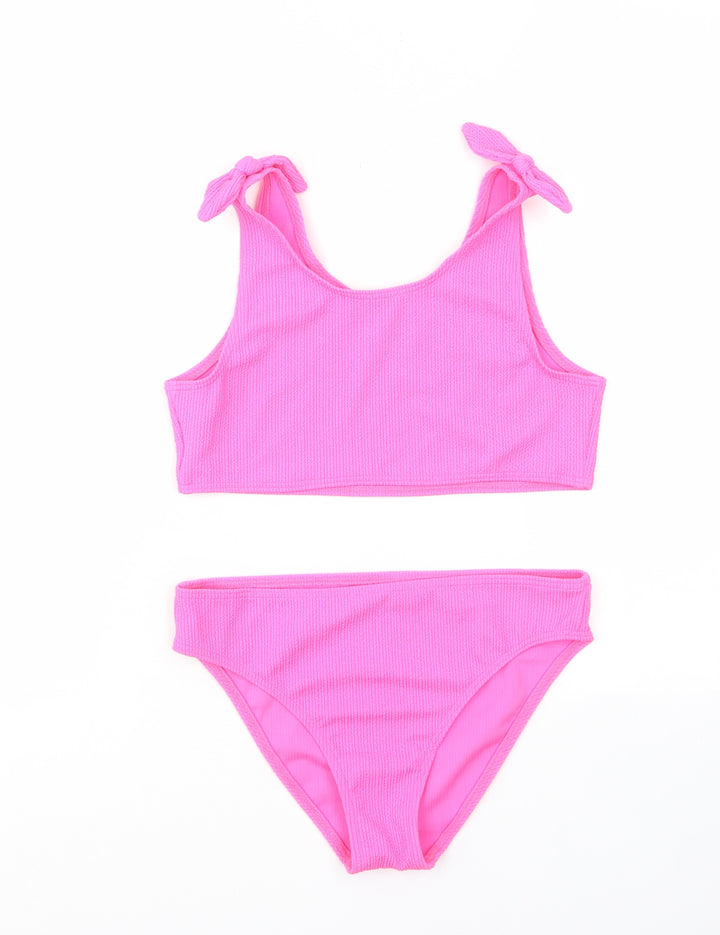 Marks and Spencer Girls Pink Polyester Bodysuit Outfit/Set Size 13-14 Years Pullover - Bikini