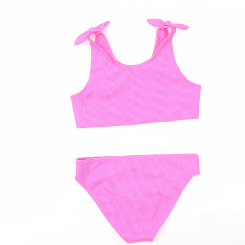 Marks and Spencer Girls Pink Polyester Bodysuit Outfit/Set Size 13-14 Years Pullover - Bikini