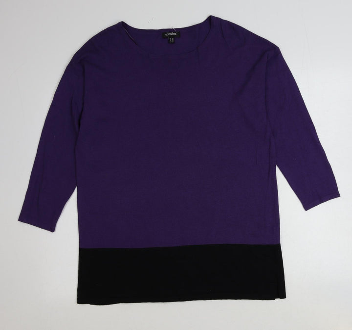 Pomodoro Womens Purple Boat Neck Viscose Pullover Jumper Size 12