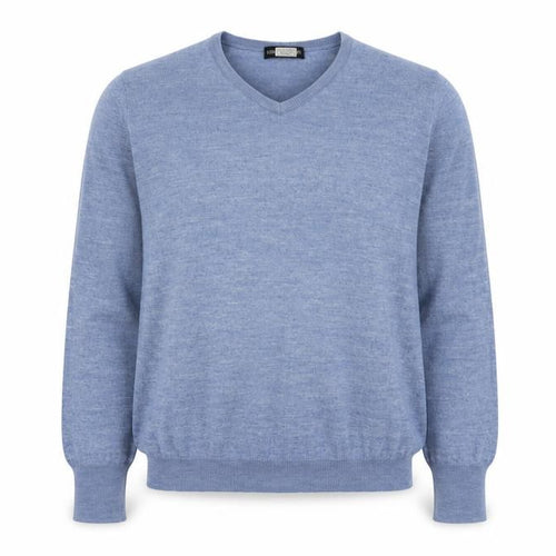 Marks and Spencer Mens Blue V-Neck Acrylic Pullover Jumper Size L Long Sleeve