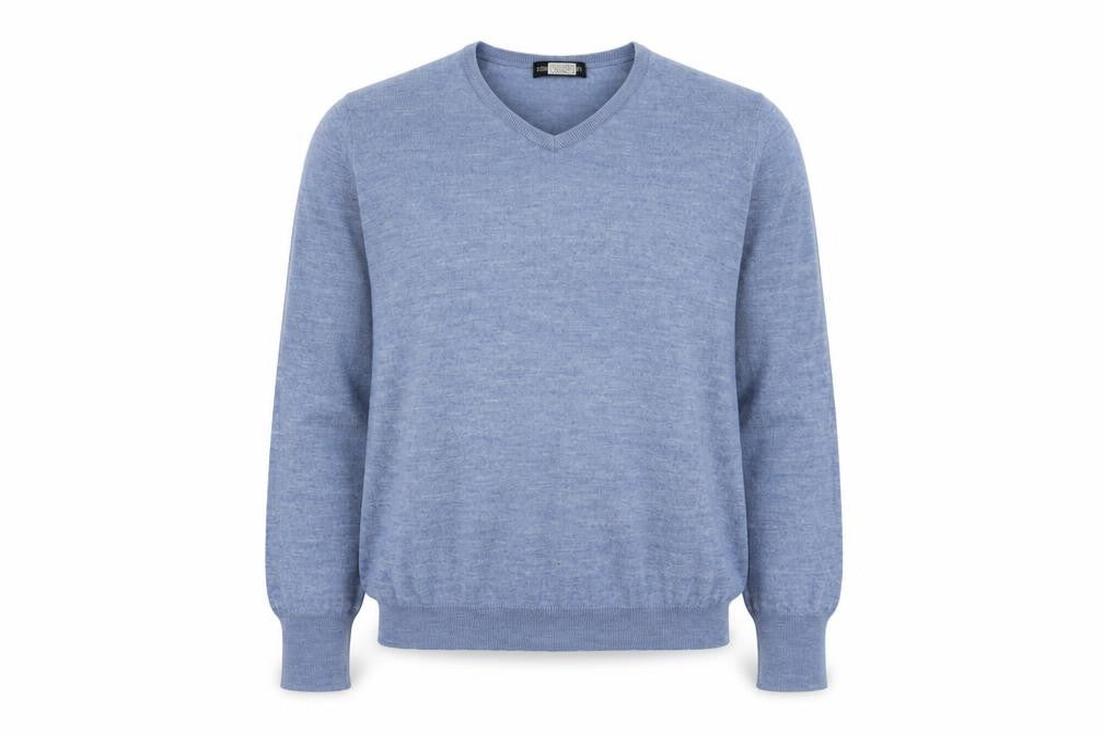 Marks and Spencer Mens Blue V-Neck Acrylic Pullover Jumper Size L Long Sleeve