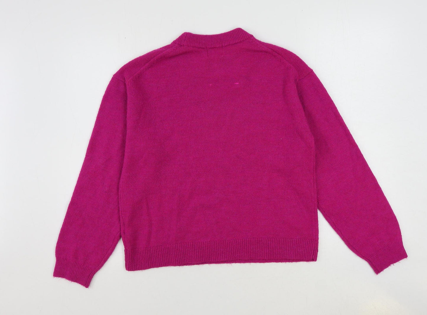 H&M Womens Pink Round Neck Polyester Pullover Jumper Size XS - Jeweled