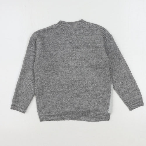NEXT Girls Grey Round Neck Polyester Pullover Jumper Size 5 Years Pullover - Unicorn