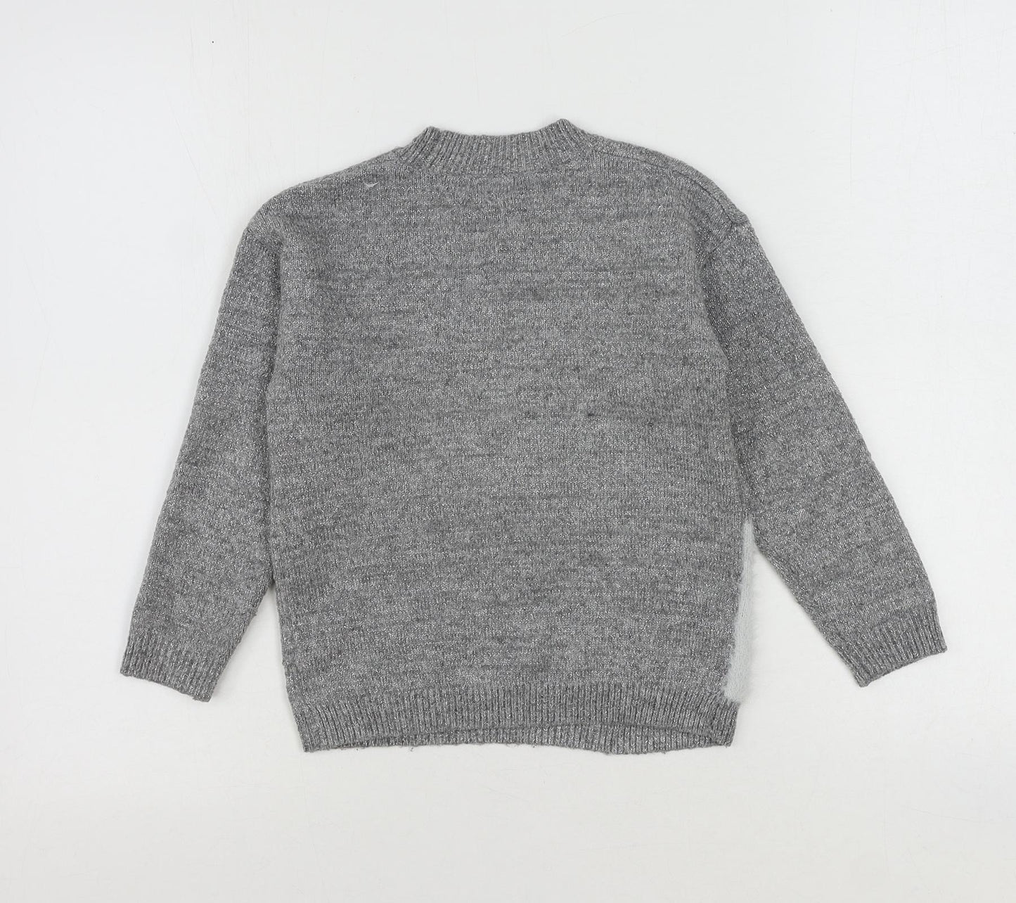 NEXT Girls Grey Round Neck Polyester Pullover Jumper Size 5 Years Pullover - Unicorn