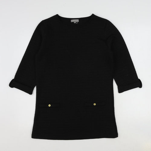 First Avenue Womens Black Polyester Tunic T-Shirt Size S Round Neck